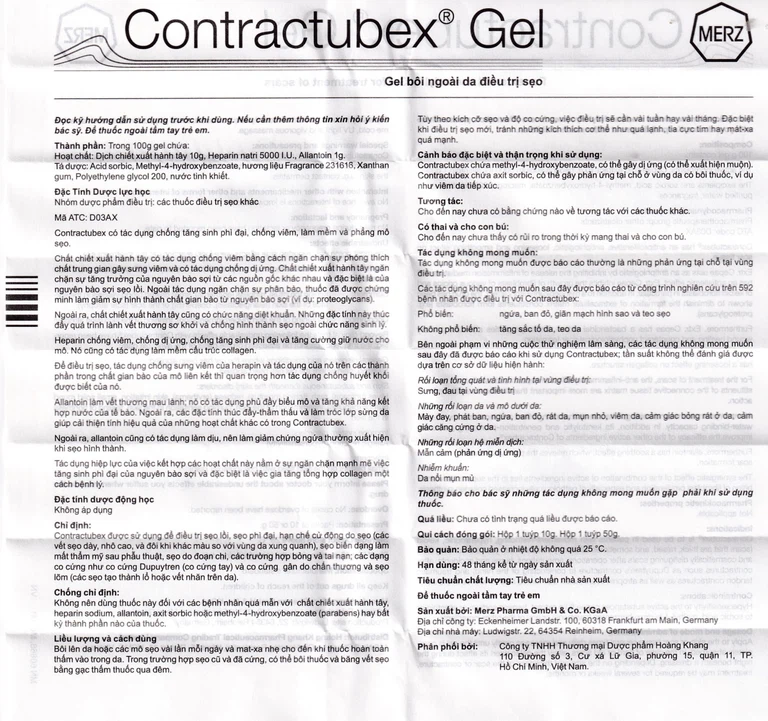 Gel Contractubex Merz điều trị sẹo lồi, sẹo phì đại (50g)