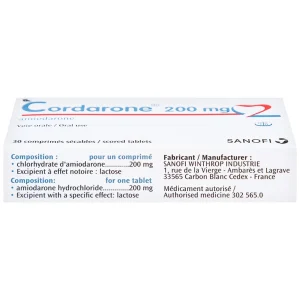 Thuốc Cordarone 200mg Sanofi phòng ngừa và điều trị một số dạng rối loạn nhịp tim (30 viên)