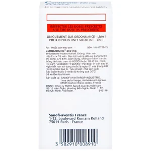 Thuốc Cordarone 200mg Sanofi phòng ngừa và điều trị một số dạng rối loạn nhịp tim (30 viên)