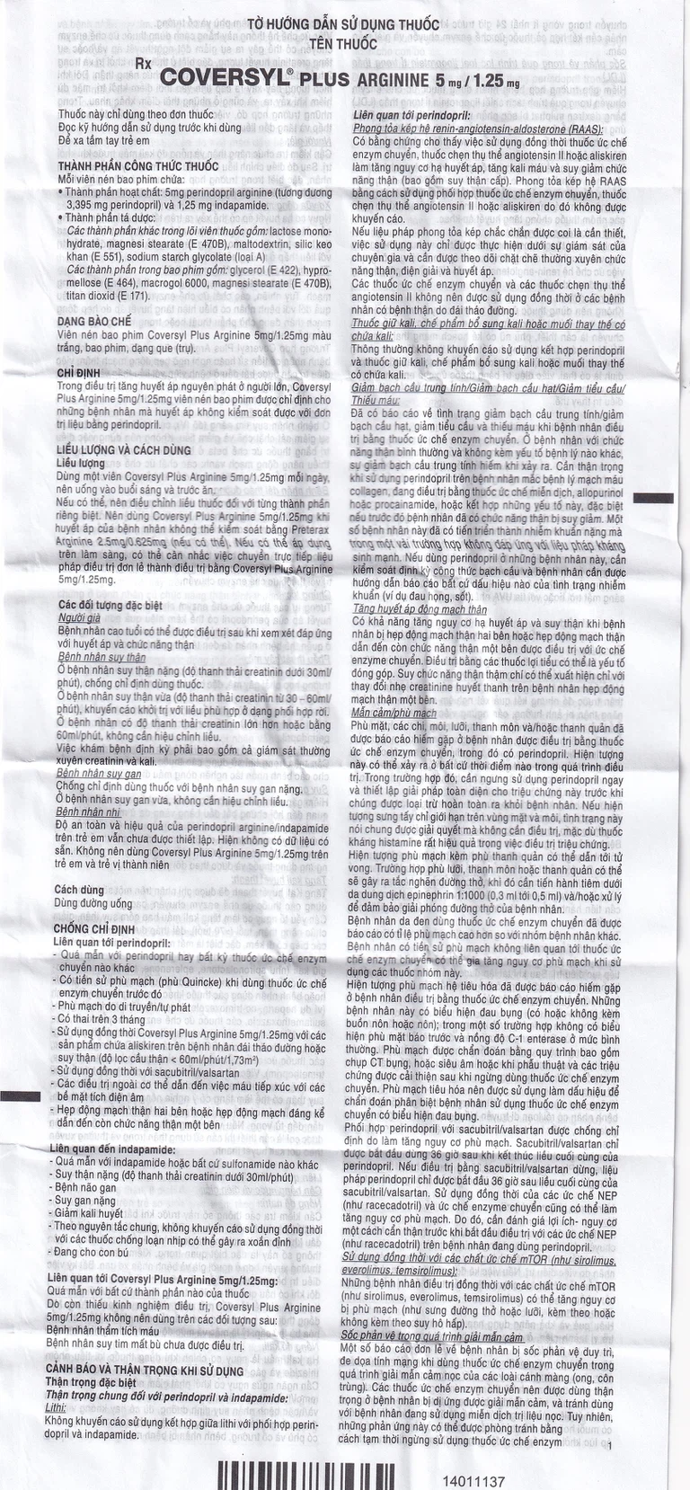 Thuốc Coversyl Plus 5mg/1.25mg Servier điều trị tăng huyết áp (30 viên)