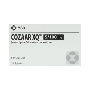 Thuốc Cozaar XQ 5/100mg MSD điều trị cao huyết áp vô căn (3 vỉ x 10 viên)