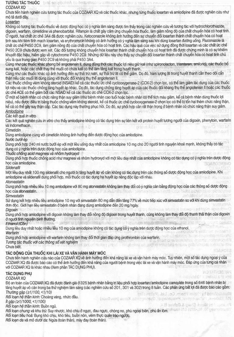 Thuốc Cozaar XQ 5/100mg MSD điều trị cao huyết áp vô căn (3 vỉ x 10 viên)