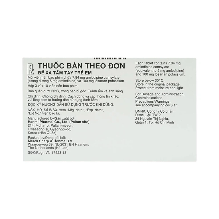 Thuốc Cozaar XQ 5/100mg MSD điều trị cao huyết áp vô căn (3 vỉ x 10 viên)