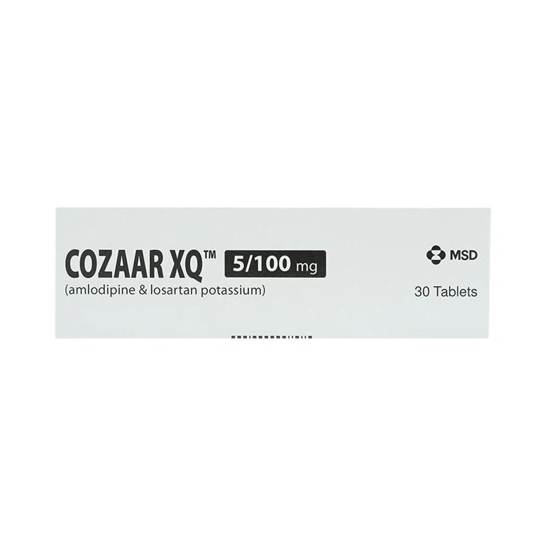 Thuốc Cozaar XQ 5/100mg MSD điều trị cao huyết áp vô căn (3 vỉ x 10 viên)