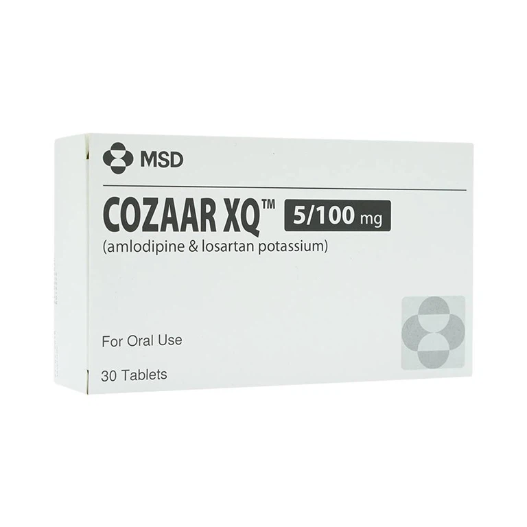 Thuốc Cozaar XQ 5/100mg MSD điều trị cao huyết áp vô căn (3 vỉ x 10 viên)