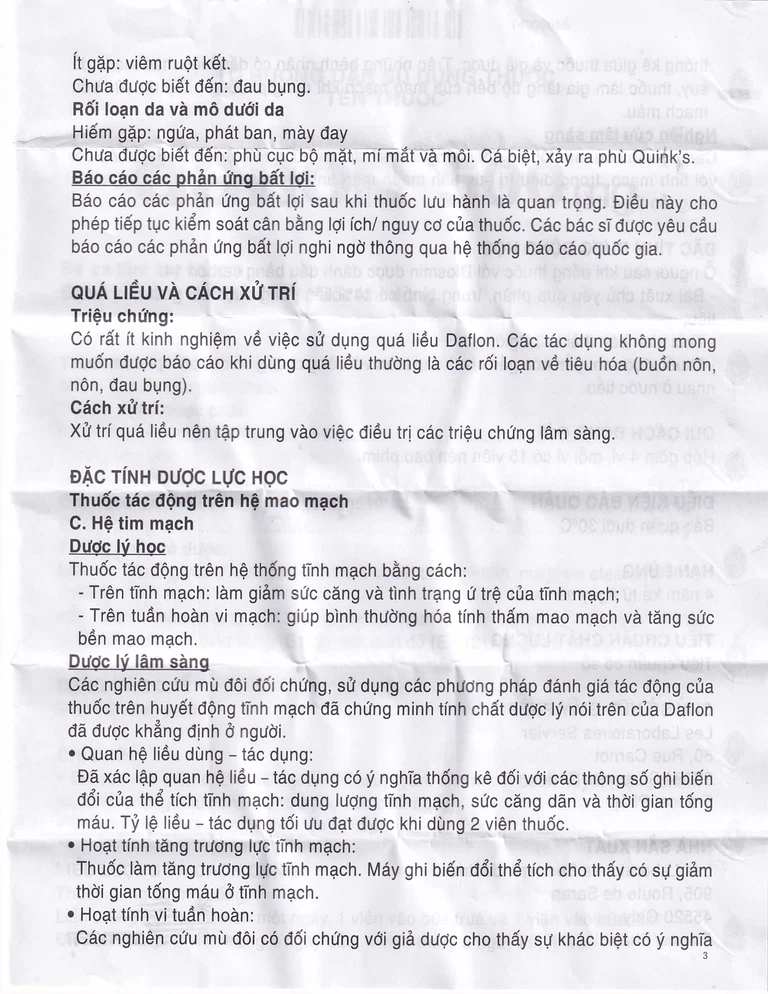 Thuốc Daflon 500mg Servier điều trị các triệu chứng liên quan đến suy giảm tĩnh mạch bạch huyết và trĩ cấp (60 viên)