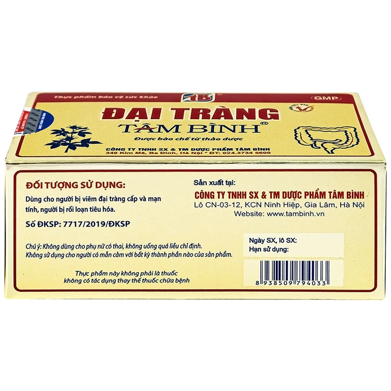 Viên uống Đại Tràng Tâm Bình hỗ trợ giảm các triệu chứng của viêm đại tràng cấp và mãn tính (5 vỉ x 12 viên)