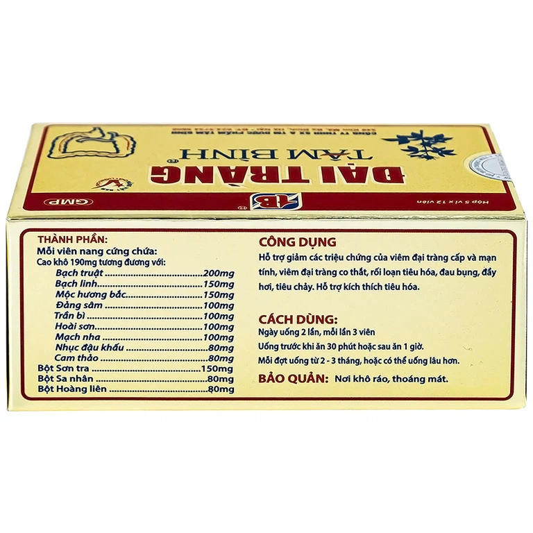 Viên uống Đại Tràng Tâm Bình hỗ trợ giảm các triệu chứng của viêm đại tràng cấp và mãn tính (5 vỉ x 12 viên)