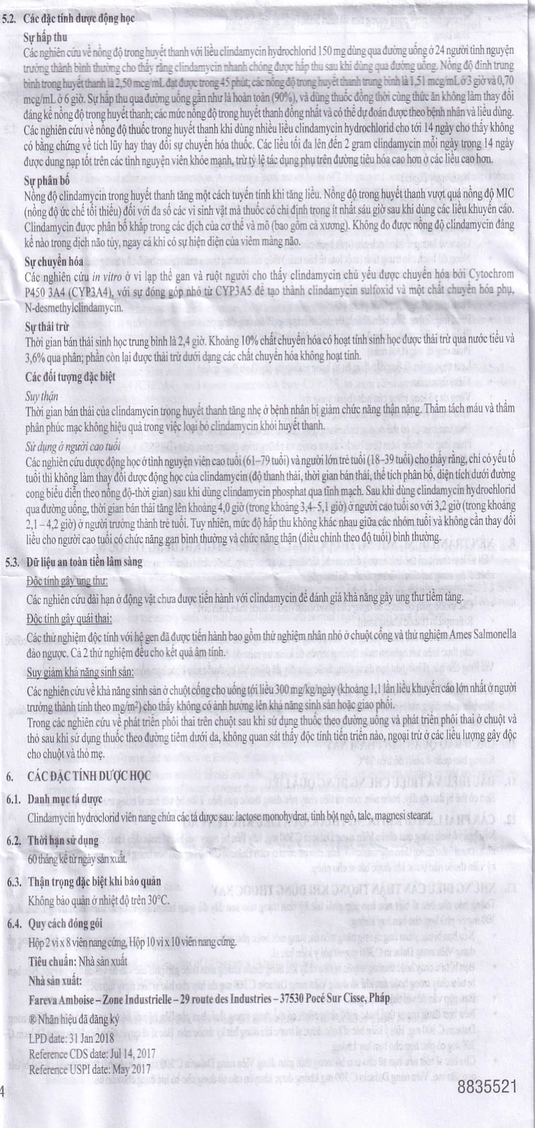 Thuốc Dalacin C 300mg Pfizer điều trị nhiễm khuẩn (2 vỉ x 8 viên)