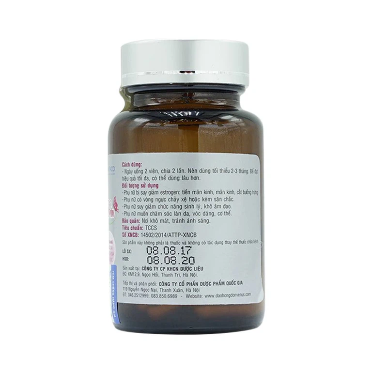 Viên uống Đào Hồng Đơn Venus Nafaco hỗ trợ cải thiện thiếu hụt nội tiết tố nữ (30 viên)