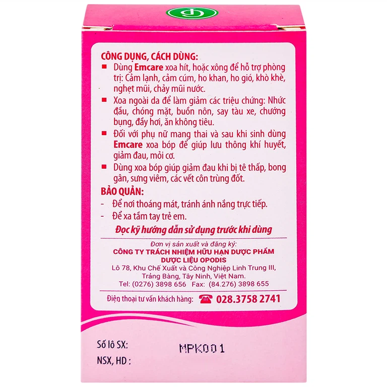 Dầu tràm cho em bé Emcare Opodis Pharma hỗ trợ phòng cảm lạnh, cảm cúm, ho khan (25ml)