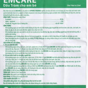 Dầu tràm cho em bé Emcare Opodis Pharma hỗ trợ phòng cảm lạnh, cảm cúm, ho khan (25ml)