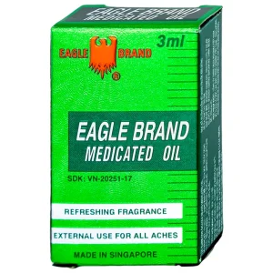 Dầu gió xanh Con Ó Eagle Brand Medicated Oil giảm nhức đầu, cảm cúm, đau lưng, viêm khớp (12 chai x 3ml)