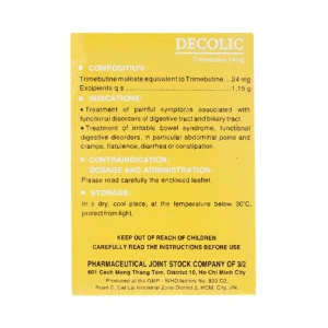 Bột Decolic điều trị triệu chứng đau do rối loạn chức năng đường tiêu hóa và ống mật (20 gói x 1.15g)