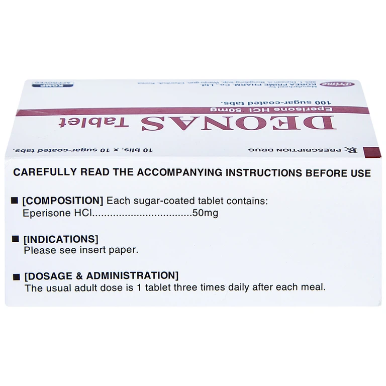 Thuốc Deonas 50mg Korea Prime làm giãn cơ xương (10 vỉ x 10 viên)