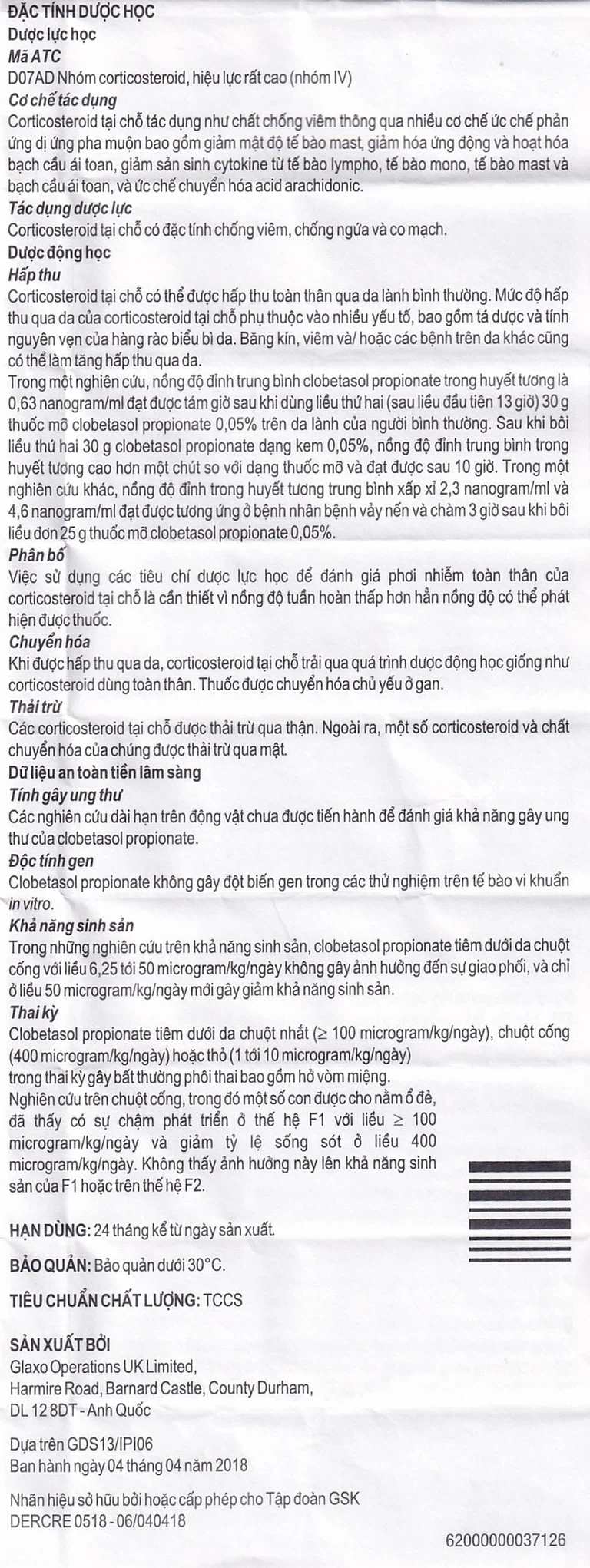 Kem bôi ngoài da Dermovate Cream GSK điều trị vẩy nến, viêm da, lichen phẳng (15g)