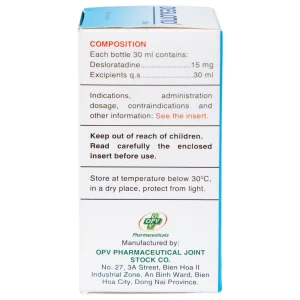 Siro Deslotid OPV điều trị viêm mũi dị ứng, mày đay (30ml)
