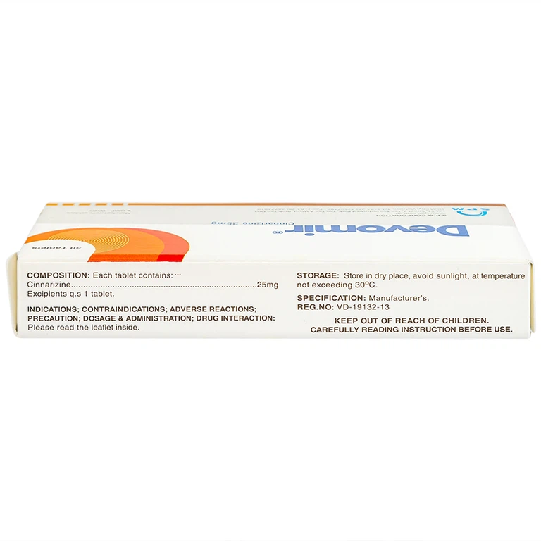 Thuốc Devomir S.P.M ohòng ngừa say sóng, say tàu xe, máy bay (3 vỉ x 10 viên)