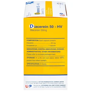 Thuốc Diacerein 50 - HV USP điều trị các bệnh thoái hóa khớp (10 vỉ x 10 viên)