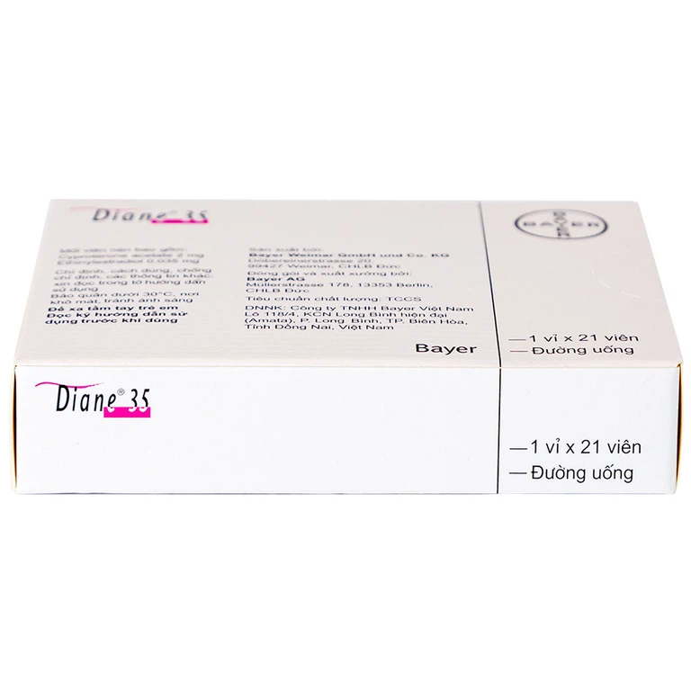 Thuốc Diane 35 Bayer điều trị mụn trứng cá mức độ vừa đến nặng (1 vỉ x 21 viên)