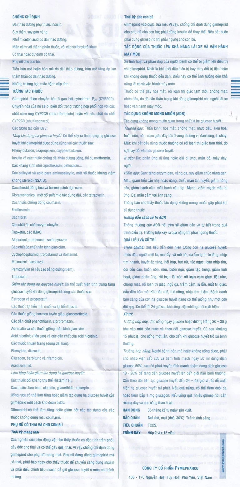 Thuốc Diaprid 4 Pymepharco điều trị đái tháo đường típ 2 (2 vỉ x 15 viên)