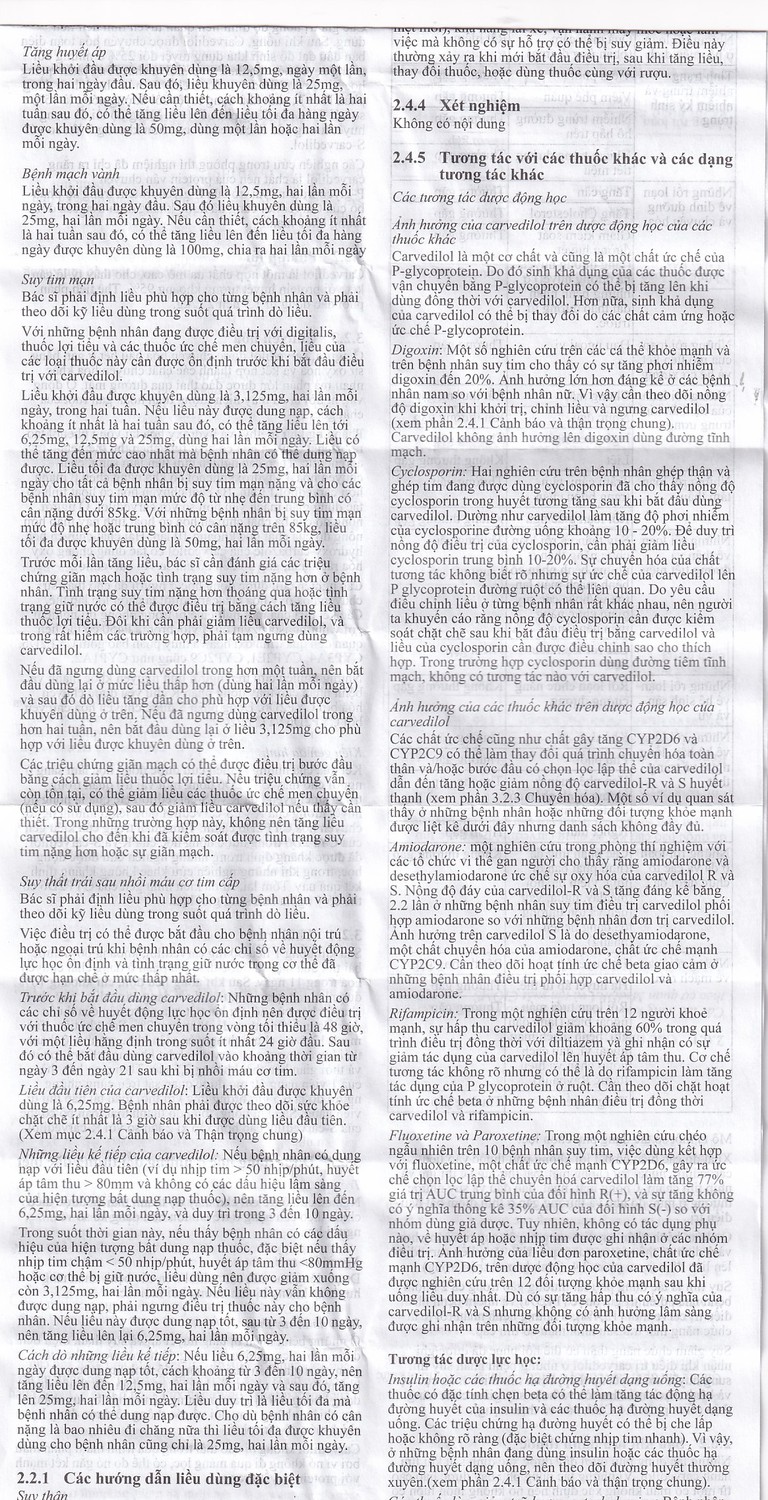 Thuốc Dilatrend 6.25mg Roche điều trị tăng huyết áp, bệnh mạch vành, suy tim mạn (3 vỉ x 10 viên)