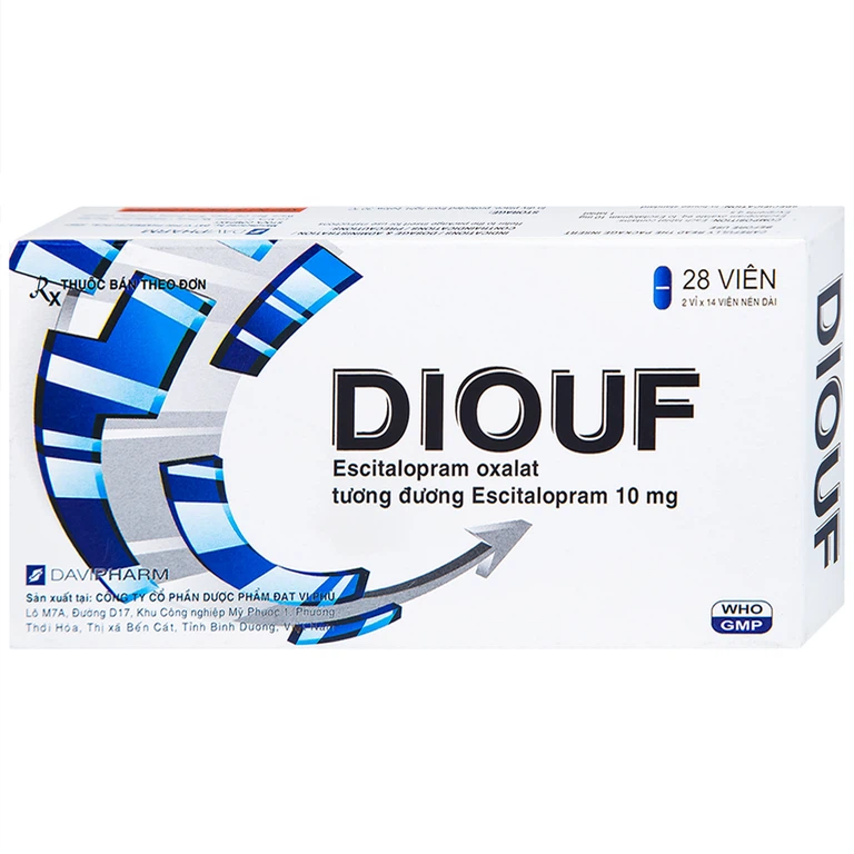 Thuốc Diouf Davipharm điều trị trầm cảm nặng, rối loạn hoảng loạn (2 vỉ x 14 viên)