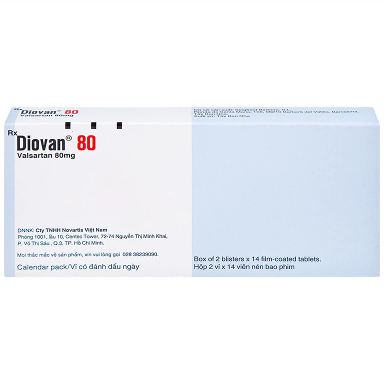 Thuốc Diovan 80 Novartis điều trị bệnh tăng huyết áp, suy tim (2 vỉ x 14 viên)