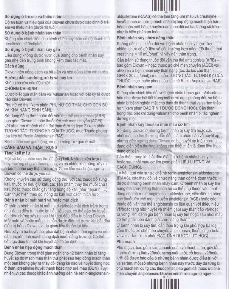 Thuốc Diovan 80 Novartis điều trị bệnh tăng huyết áp, suy tim (2 vỉ x 14 viên)