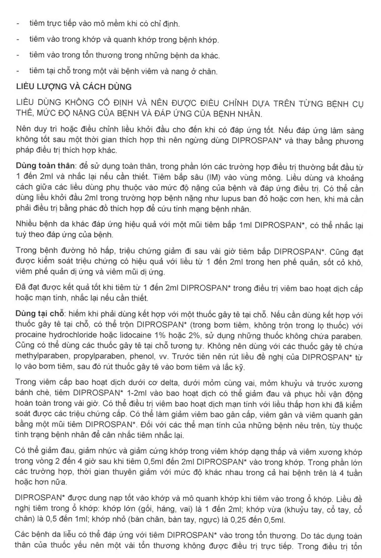 Thuốc tiêm Diprospan Injection (5+2)mg/ml Merck điều trị các bệnh cơ xương và mô mềm, dị ứng (1 ống x 1ml)