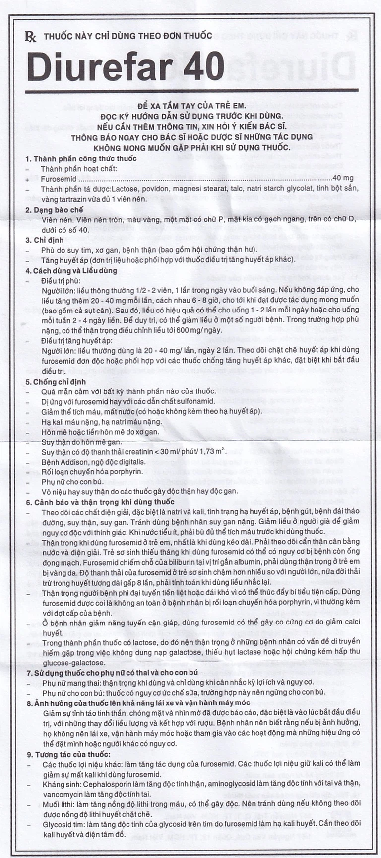 Thuốc Diurefar 40 Pharmedic điều trị tăng huyết áp, phù do suy tim, xơ gan, bệnh thận (10 vỉ x 12 viên)