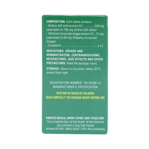 Thuốc Dogarlic Domesco điều trị tăng lipid máu, phòng ngừa xơ vữa động mạch (100 viên)