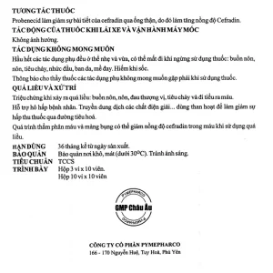 Thuốc Doncef Pymepharco điều trị nhiễm khuẩn (3 vỉ x 10 viên)