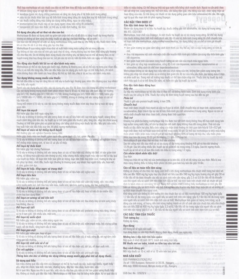 Thuốc Dopegyt 250mg Egis Pharma điều trị tăng huyết áp (10 vỉ x 10 viên)