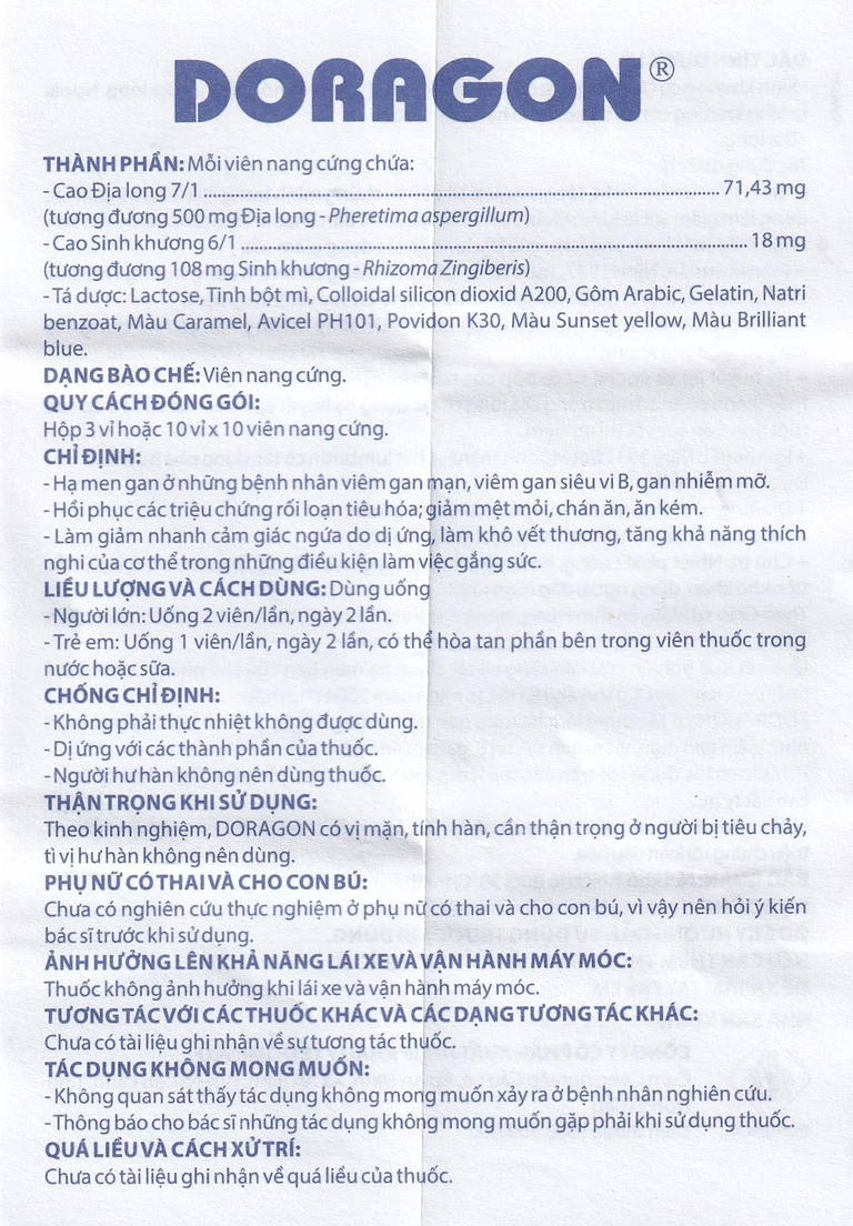 Thuốc Doragon Domesco hỗ trợ hạ men gan (10 vỉ x 10 viên)