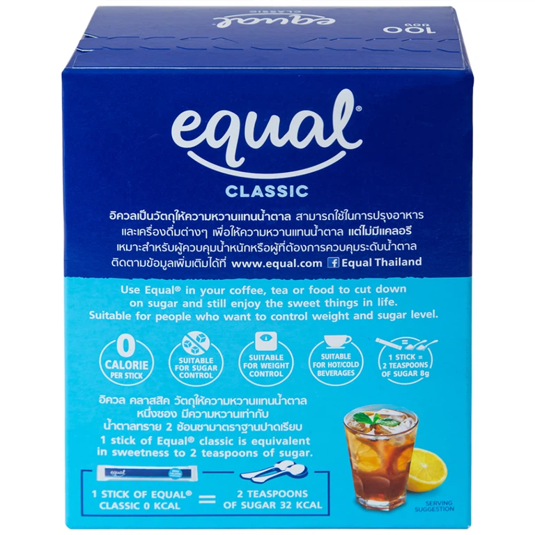 Đường ăn kiêng Equal Classic Zero Calorie Sweetener (100 gói x 1g)