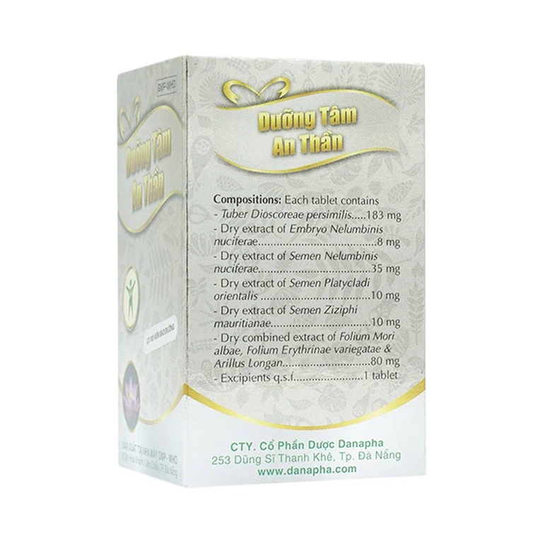 Thuốc Dưỡng Tâm An Thần Danapha điều trị mất ngủ do lo âu, làm việc quá sức (100 viên)