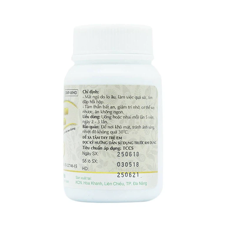 Thuốc Dưỡng Tâm An Thần Danapha điều trị mất ngủ do lo âu, làm việc quá sức (100 viên)