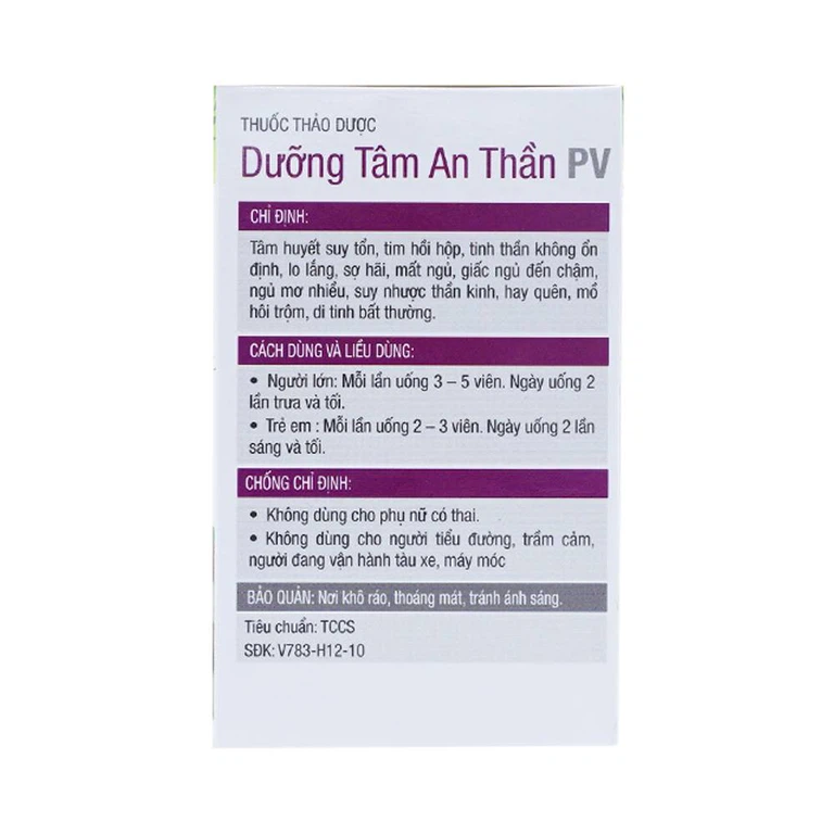 Thuốc Dưỡng Tâm An Thần PV điều trị tâm huyết suy tổn, tim hồi hộp (60 viên)