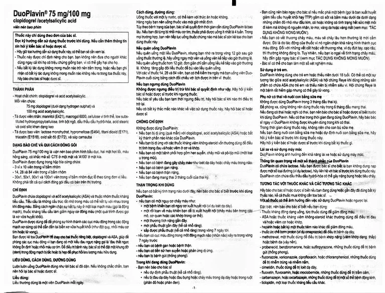 Thuốc Duoplavin 75mg/100mg Sanofi giảm nguy cơ đông máu, giảm xơ vữa huyết khối (3 vỉ x 10 viên)