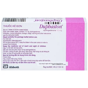 Thuốc Duphaston Abbott điều hòa kinh nguyệt, lạc nội mạc tử cung (1 vỉ x 20 viên)