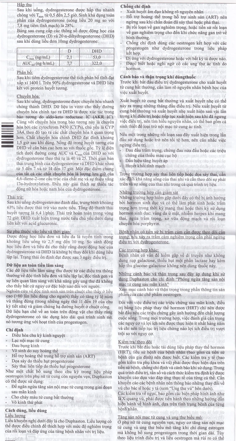 Thuốc Duphaston Abbott điều hòa kinh nguyệt, lạc nội mạc tử cung (1 vỉ x 20 viên)