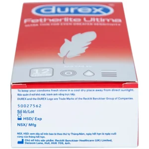 Bao cao su Durex Fetherlite Ultima siêu mỏng dùng tránh thai và các bệnh lây nhiễm (12 cái)
