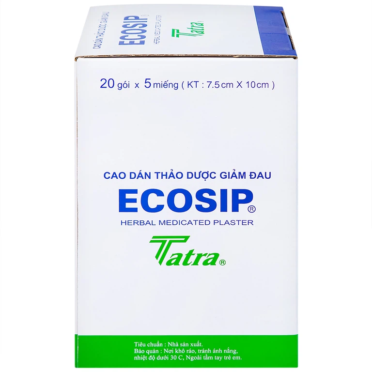Cao dán thảo dược Ecosip Tatra giảm đau vai, đau lưng (20 gói x 5 miếng)