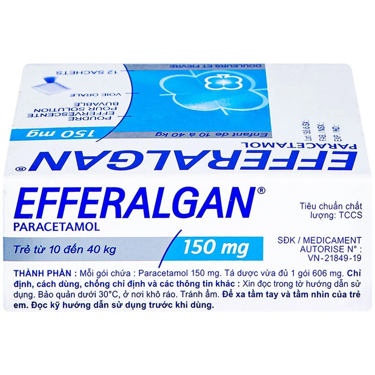 Bột sủi Efferalgan 150mg UPSA SAS giảm đau, hạ sốt (12 gói)