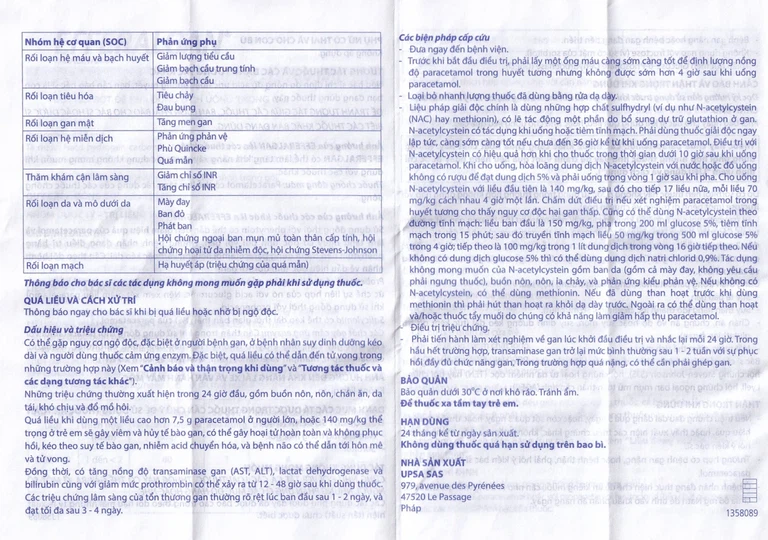 Bột sủi Efferalgan 80mg UPSA SAS giảm đau, hạ sốt (12 gói)