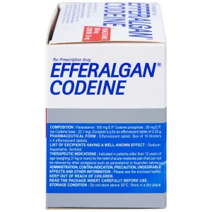 Viên sủi Efferalgan Codeine giảm đau cấp tính mức độ trung bình (10 vỉ x 4 viên)