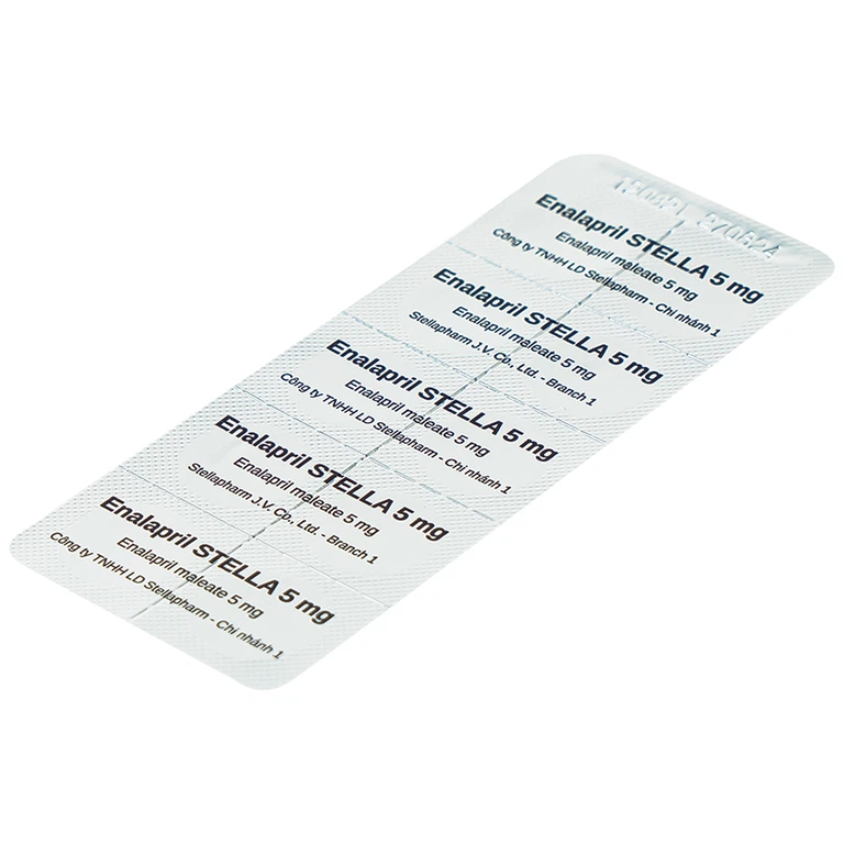 Thuốc Enalapril Stella 5mg điều trị tăng huyết áp, suy tim sung huyết (3 vỉ x 10 viên)