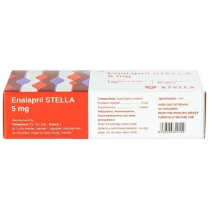 Thuốc Enalapril Stella 5mg điều trị tăng huyết áp, suy tim sung huyết (3 vỉ x 10 viên)