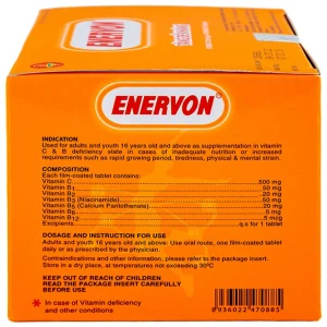 Thuốc Enervon United điều trị thiếu Vitamin C và B (10 vỉ x 10 viên)